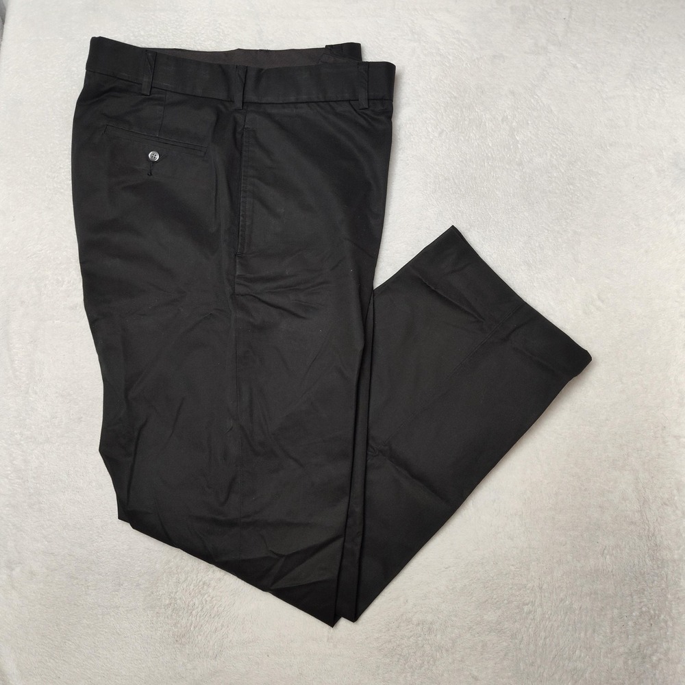 Polo Ralph Lauren Pants Mens 36x32 Black Dress Flat Front Cotton Pockets‎ Work